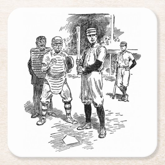Dessous-de-verre Carré En Papier Ensemble classique de Dessous de verre de baseball (Devant)