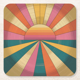Dessous-de-verre Carré En Papier Ensemble de Dessous de verre de coucher de soleil