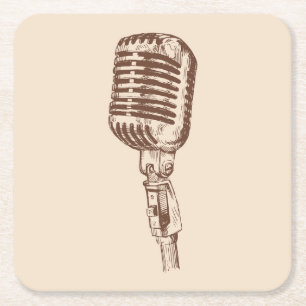 Dessous-de-verre Carré En Papier Ensemble de Dessous de verre de microphone d'antiq