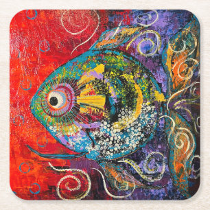 Dessous-de-verre Carré En Papier Ensemble de Dessous de verre de poisson