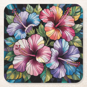 Dessous-de-verre Carré En Papier Ensemble de Dessous de verre Hawaiian Hibiscus Flo