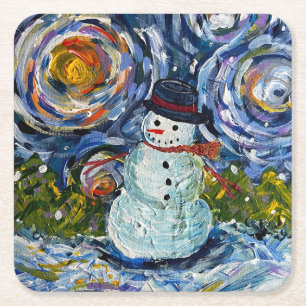 Dessous-de-verre Carré En Papier Ensemble de dessous de verre Snowman