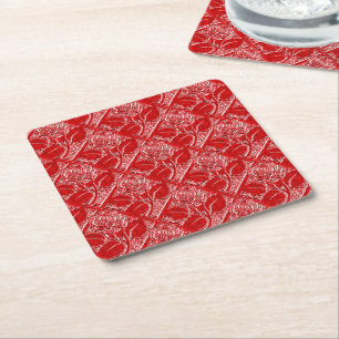 Dessous-de-verre Carré En Papier Ensemble Rose-24-Rouge-Dessous de verre en métal