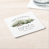 Dessous-de-verre Carré En Papier Enterrement de vie de jeune fille camping en forêt (Incliné)