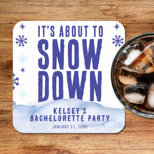 Dessous-de-verre Carré En Papier Enterrement de vie de jeune fille Ski Hiver Neige 