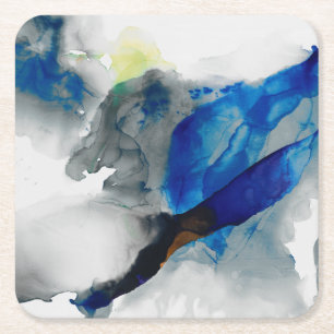 Dessous-de-verre Carré En Papier Éphémère - bleu et gris
