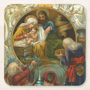 Dessous-de-verre Carré En Papier Epiphanie religieuse Jésus-Marie Joseph Noël