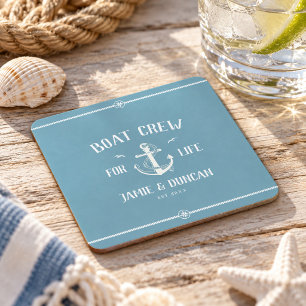 Dessous-de-verre Carré En Papier Équipage de bateau pour la vie Nom personnalisé mo