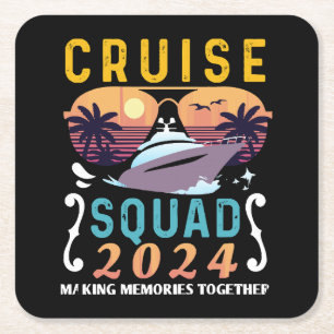 Dessous-de-verre Carré En Papier Équipe de croisière 2024 Groupe de vacances famili