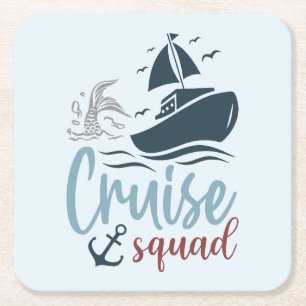 Dessous-de-verre Carré En Papier Équipe de croisière des Vibes nautiques
