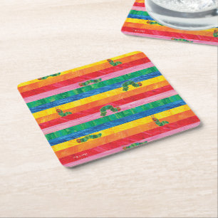 Dessous-de-verre Carré En Papier Eric Carle Caterpillar Rainbow Stripe Motif