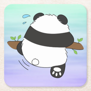 Dessous-de-verre Carré En Papier Escalade Panda double face arrière