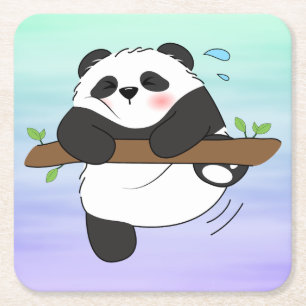 Dessous-de-verre Carré En Papier Escalade Panda double face arrière
