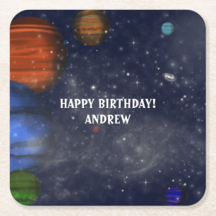 Dessous-de-verre Carré En Papier Espace extra-atmosphérique avec planètes et galaxi