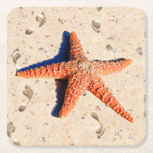 Dessous-de-verre Carré En Papier Estarfish dans le sable