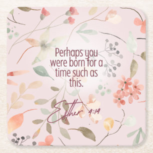Dessous-de-verre Carré En Papier Esther 4:14 Bible chrétienne Verse Art