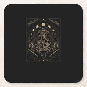 Dessous-de-verre Carré En Papier esthétique Cottagecore Champignon Goblincore Fungi