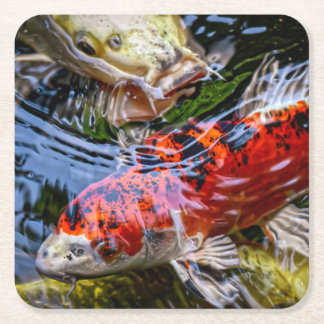 Dessous-de-verre Carré En Papier Étang japonais de poissons Koi