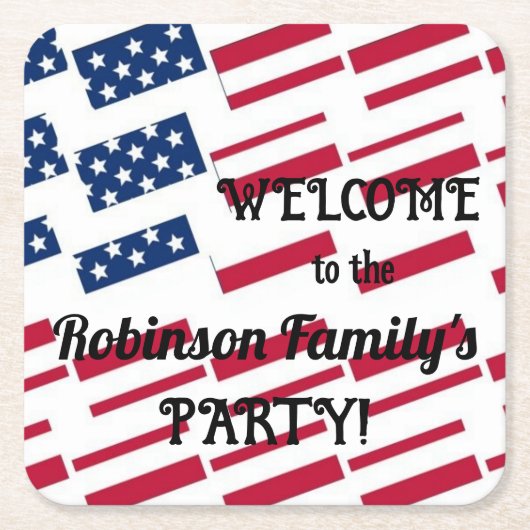 Dessous-de-verre Carré En Papier États-Unis Patriotique Américain Drapeau Tiles Cal (Devant)