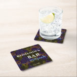 Dessous-de-verre Carré En Papier Etoile Abstraite moderne de David Blue Bar Mitzvah<br><div class="desc">Célébrez le Bar Mitzvah de votre fils et offrez du vin et des boissons avec ces abstraits barbecue en papier mitzvah bar moderne à utiliser pour vos invités. Un arrière - plan abstrait moderne avec des bougies éclairées et l'Étoile de David complètent le texte en gras en blanc et bleu....</div>