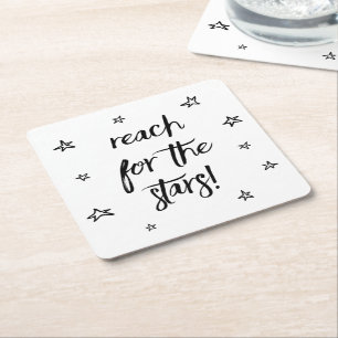 Dessous-de-verre Carré En Papier Étoiles d'amour Mariage Noir Blanc Motivation Rêve