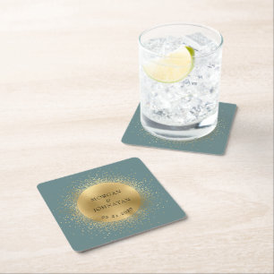 Dessous-de-verre Carré En Papier Étoiles de la lune d'or céleste Pastel