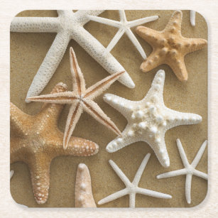 Dessous-de-verre Carré En Papier Étoiles de mer sur le sable