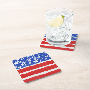 Dessous-de-verre Carré En Papier Étoiles et rayures, Patriotique, 4 juillet