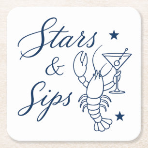 Dessous-de-verre Carré En Papier Étoiles & Gorgées Amérique 250 Homard Été Côté Mer
