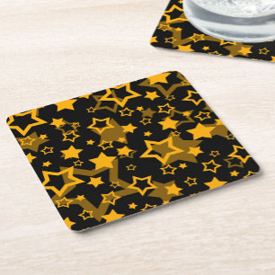 Dessous-de-verre Carré En Papier Étoiles Jaune Doré Pailleté Design 