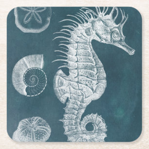 Dessous-de-verre Carré En Papier Étude azurée I d'hippocampe