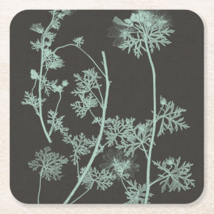 Dessous-de-verre Carré En Papier Étude de nature de menthe et de charbon de bois I