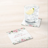 Dessous-de-verre Carré En Papier Eucalyptus Élégant & Roses Roses Invitent (En situation)