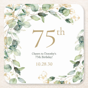 Dessous-de-verre Carré En Papier Eucalyptus pour 75e anniversaire