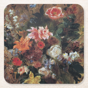 Dessous-de-verre Carré En Papier Eugene Delacroix Bouquet Vintage de fleurs