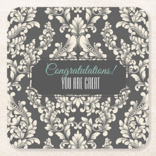 Dessous-de-verre Carré En Papier Événement Damask personnalisable