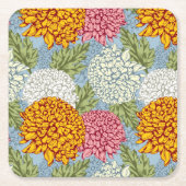 Dessous-de-verre Carré En Papier Excellent motif avec des chrysanthèmes (Devant)