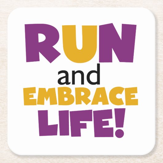 Dessous-de-verre Carré En Papier Exécuter Embrasser la vie violet jaune (Devant)