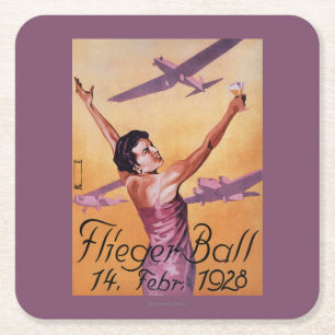 Dessous-de-verre Carré En Papier Exposition d'aviation à l'affiche de promo de