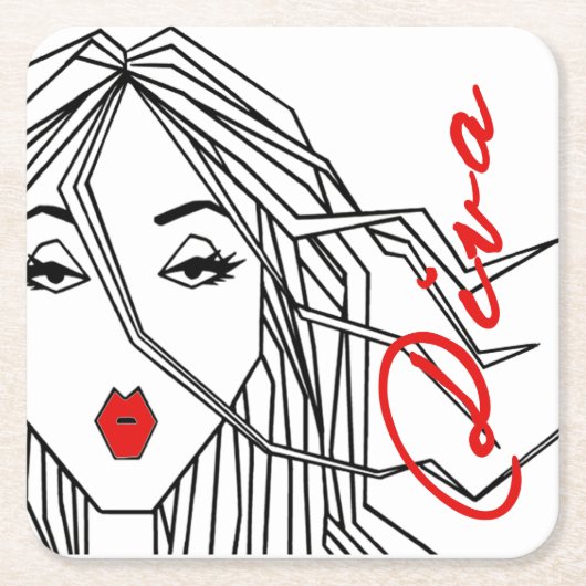 Dessous-de-verre Carré En Papier Extensions d'une Diva (Devant)