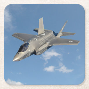 Dessous-de-verre Carré En Papier F-35 Lightning II Panther Jet Fighter dans le ciel
