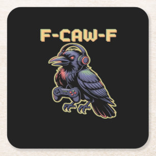 Dessous-de-verre Carré En Papier F-Caw-F Corbeau de jeu avec casque - Stream Edgy