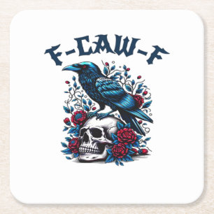 Dessous-de-verre Carré En Papier F-Caw-F Gothique Corbeau Crâne Classique