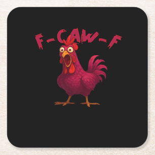 Dessous-de-verre Carré En Papier F Caw F Humour de poulet drôle Créatif Style décon