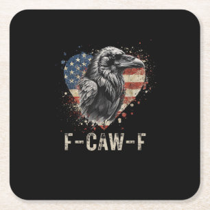 Dessous-de-verre Carré En Papier F-Caw-F Oiseau Corbeau Cœur Drapeau USA Vintage