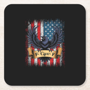 Dessous-de-verre Carré En Papier F-Caw-F Oiseau Corbeau Rétro Drapeau USA Vintage F