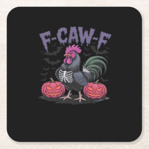 Dessous-de-verre Carré En Papier F Caw F Poulet Drôle Classique Style Simple Propre