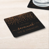 Dessous-de-verre Carré En Papier Fabuleux anniversaire noir or monogramme (Incliné)