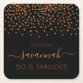 Dessous-de-verre Carré En Papier Fabuleux anniversaire noir or monogramme (Devant)