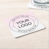 Dessous-de-verre Carré En Papier Facile Logo Remplacement & Editable Texte Rose Omb (Incliné)